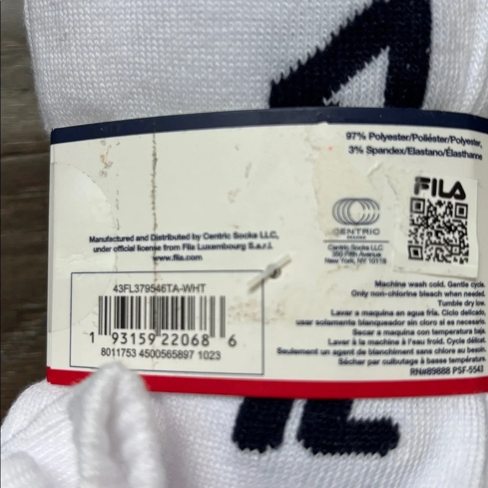 FILA  10 pack no-show ankle socks, 97% polyester, 3% spandex, logo sole & back